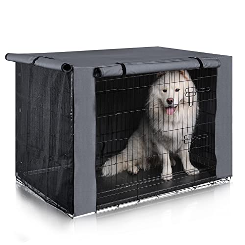 PINGKO Durable Dog Crate Cover-Water Resistant Breathing,Lightweight 600D Polyester with PU Coating Cover,Fits for 36 42 48 Inches Wire Pet Crate Kennel Covers
