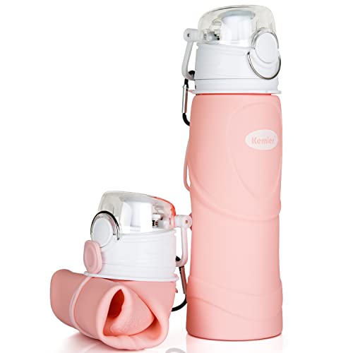 Kemier Collapsible Silicone Water Bottles-750ML,Medical Grade,BPA Free Travel Water Bottle Can Roll Up,26oz,Leak Proof Foldable Sports & Outdoor Water Bottles