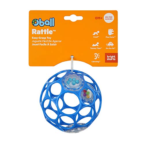 Bright Starts Oball Rattle Easy-Grasp Toy - Blue, 4", Ages Newborn+