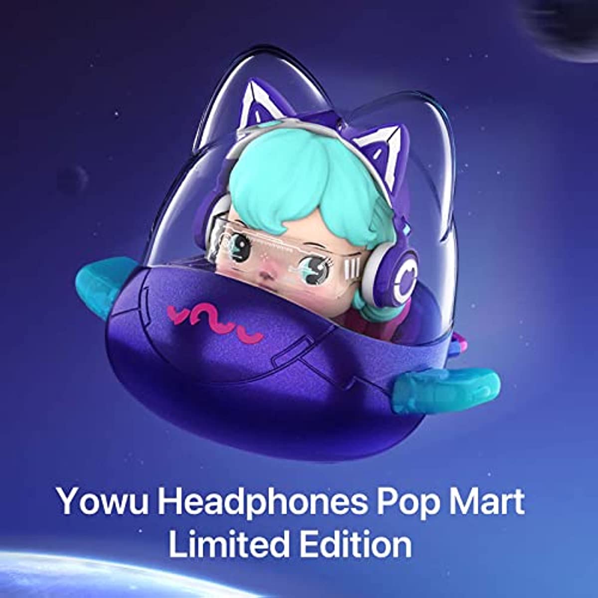 YOWU Cat Ear Headphones Limited Edition. Customized Package with TAPOO Toy. Wireless & Wired Gaming Headset with Attachable HD Microphone, Customizable Lighting via APP