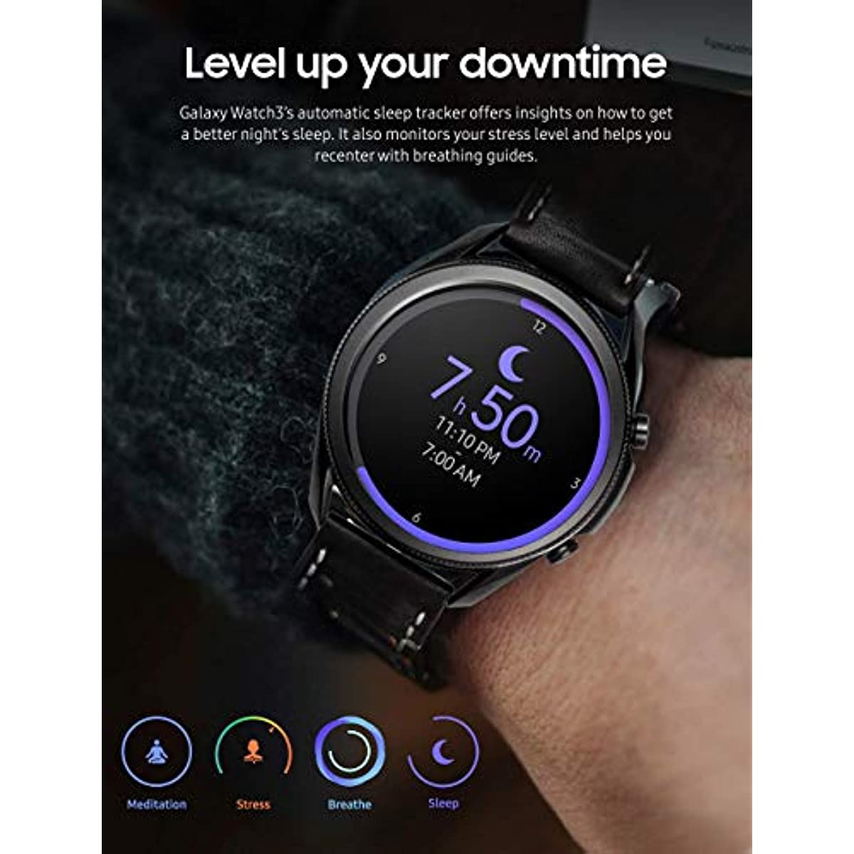 Samsung Galaxy Watch 3 (45mm, GPS, Bluetooth) Smart Watch with Advanced Health Monitoring, Fitness Tracking , and Long Lasting Battery - Mystic Black (US Version) (Renewed)