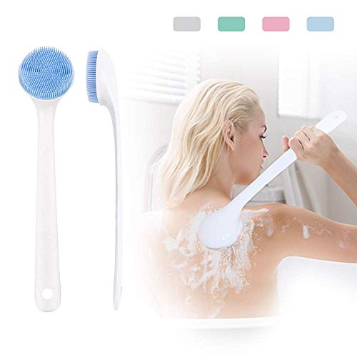 PINGKO Silicone Back Scrubber for Shower Bath Body Sponge Brush with Extra Long Non-slip Handle Acne Exfoliating Brush with Soft Bristle for All Skin Back Cleaning Wash for Men Women