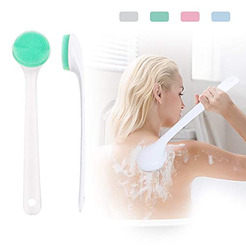 PINGKO Silicone Back Scrubber for Shower Bath Body Sponge Brush with Extra Long Non-slip Handle Acne Exfoliating Brush with Soft Bristle for All Skin Back Cleaning Wash for Men Women