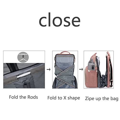 Fwkekye Baby Diaper Bag Backpack with Changing Station, Baby Registry Search Shower Gifts, Baby Bags for Boy Girl, New Mom Gifts for Women, Large Capacity, USB Port, Pink