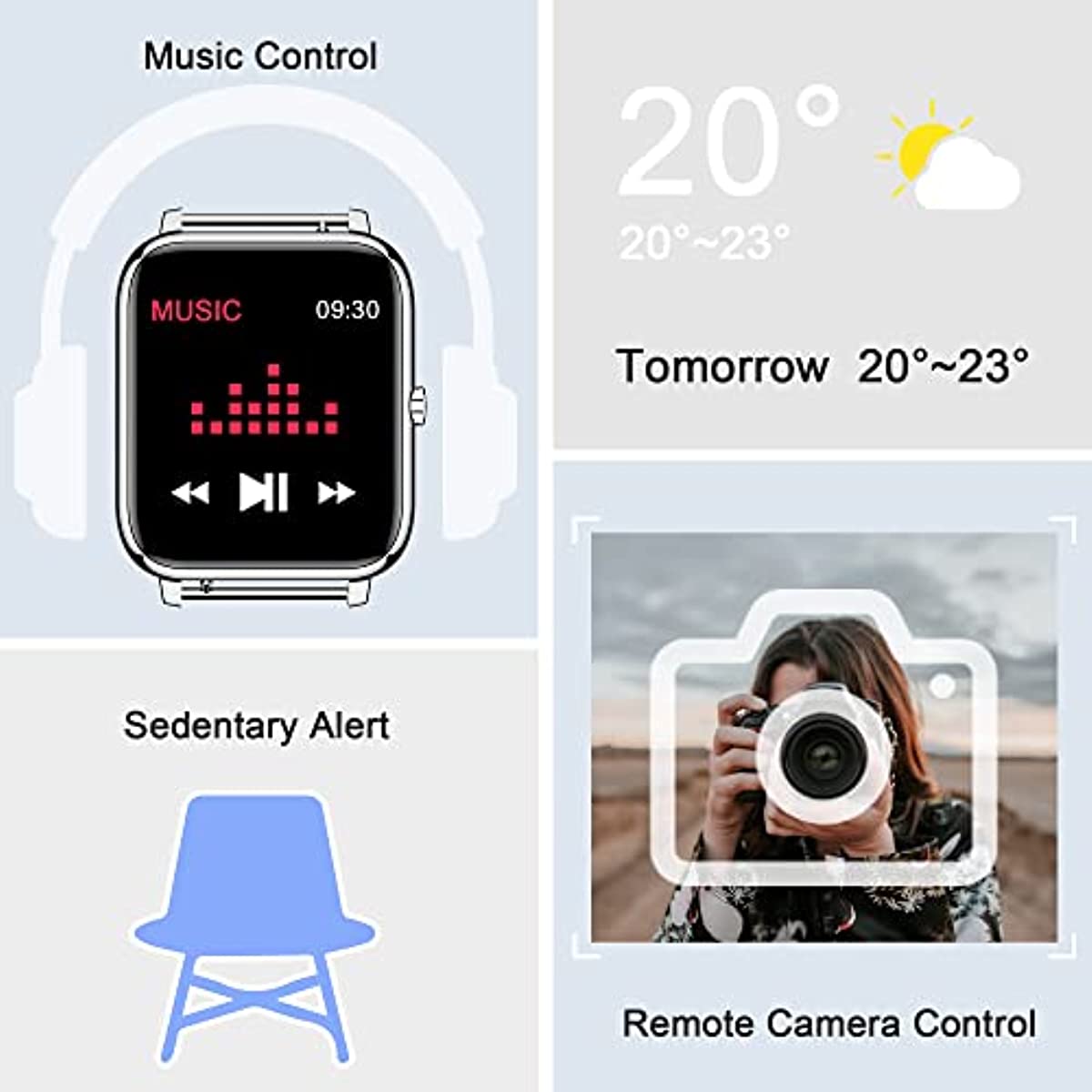 Smart Watch, KALINCO Fitness Tracker with Heart Rate Monitor, Blood Pressure, Blood Oxygen Tracking, 1.4 Inch Touch Screen Smartwatch Fitness Watch for Women Men Compatible with Android iPhone iOS