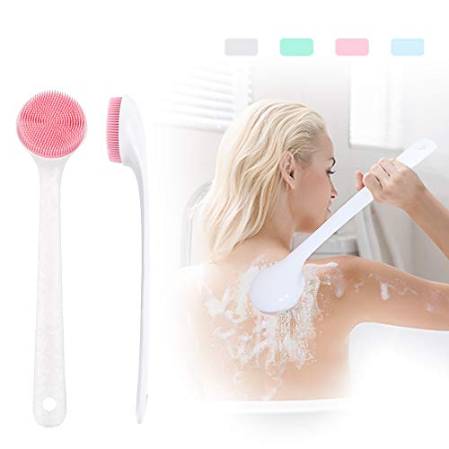 PINGKO Silicone Back Scrubber for Shower Bath Body Sponge Brush with Extra Long Non-slip Handle Acne Exfoliating Brush with Soft Bristle for All Skin Back Cleaning Wash for Men Women