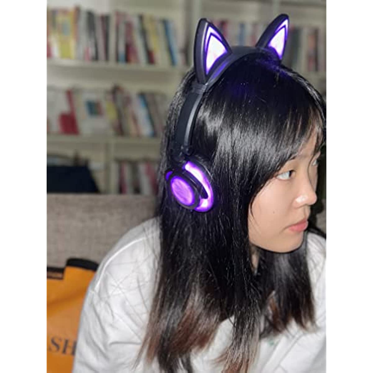 Olyre Wired Kids Headphones,Safe 85db Volume Control On-Ear LED Kitty Headphones with Mic for Kids Boys Girls Children Headset for Computer Tablet iPad Laptop Gamepad (Purple)