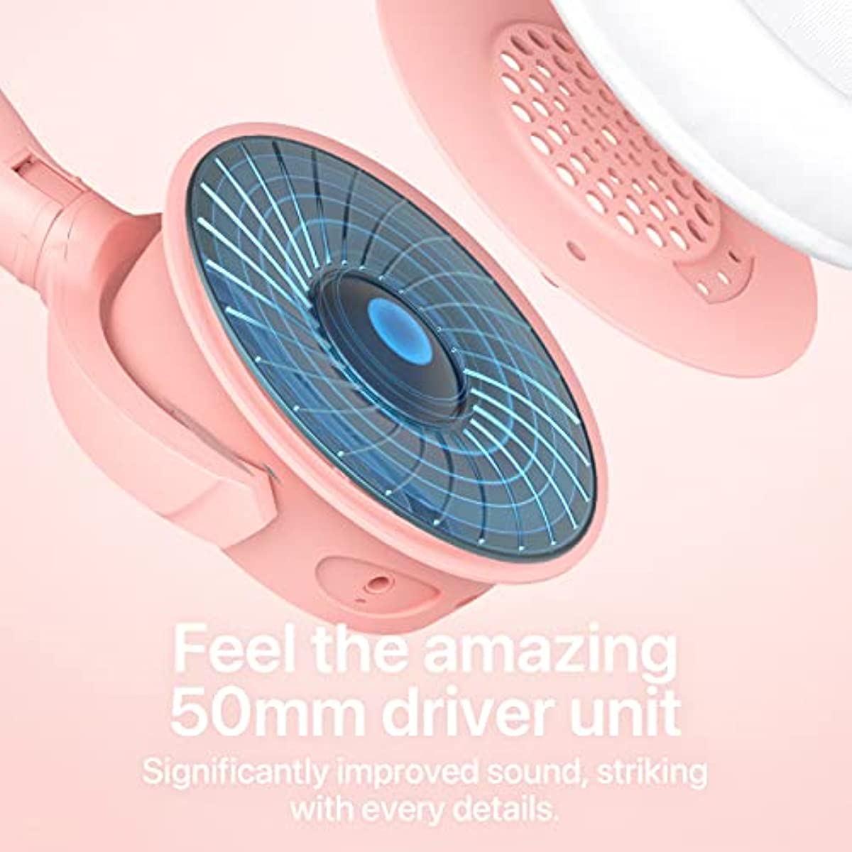 YOWU RGB Cat Ear Headphone 4, Upgraded Wireless & Wired Gaming Headset with Attachable HD Microphone -Active Noise Reduction, Dual-Channel Stereo & Customizable Lighting and Effect via APP (Pink)