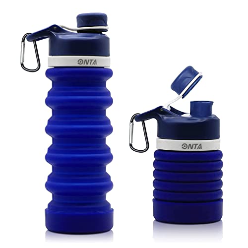 ONTA Collapsible Water Bottle- BPA Free Silicone Foldable Water Bottle for Travel,Silicone Portable Leak-Proof Travel Water Bottle, 20oz