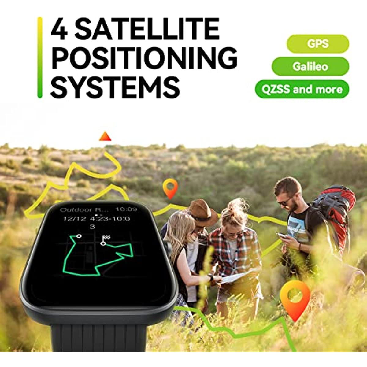 Amazfit Bip 3 Pro Smart Watch for Android iPhone, 4 Satellite Positioning Systems, 1.69" Color Display, 14-Day Battery Life, 60+ Sports Modes, Blood Oxygen Heart Rate Monitor, Water-Resistant(Black)