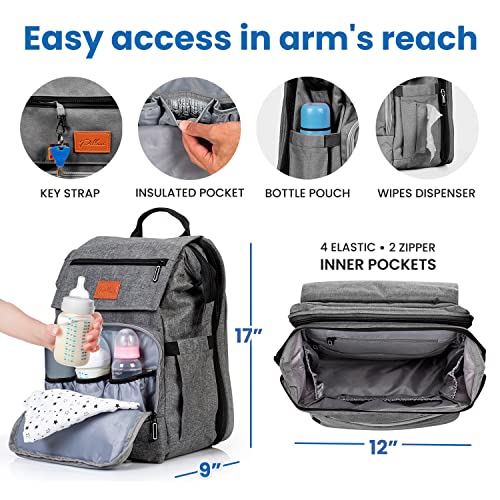 PILLANI Baby Diaper Bag Backpack, Baby Bag for Boys& Girls,Diaper Backpack,Baby Registry Search,Newborn Essentials Baby Gifts