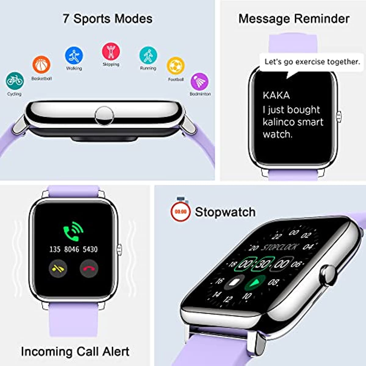 Smart Watch, KALINCO Fitness Tracker with Heart Rate Monitor, Blood Pressure, Blood Oxygen Tracking, 1.4 Inch Touch Screen Smartwatch Fitness Watch for Women Men Compatible with Android iPhone iOS