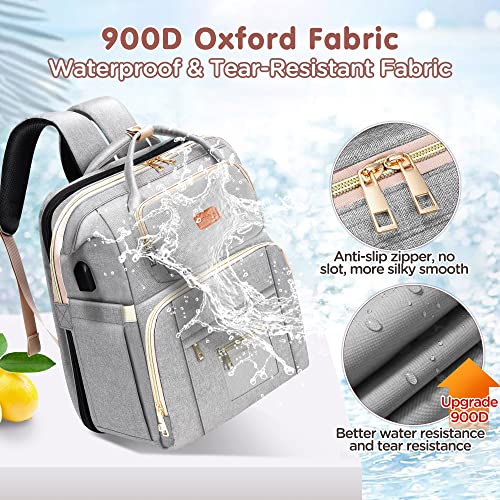 Bubblbay 8 in 1 Baby Diaper Bag Backpack, Diaper Changing Totes 900D Oxford Waterproof Baby Bags for Boys Girl Travel with Bed Mat Pad, Large Capacity Shower Gifts