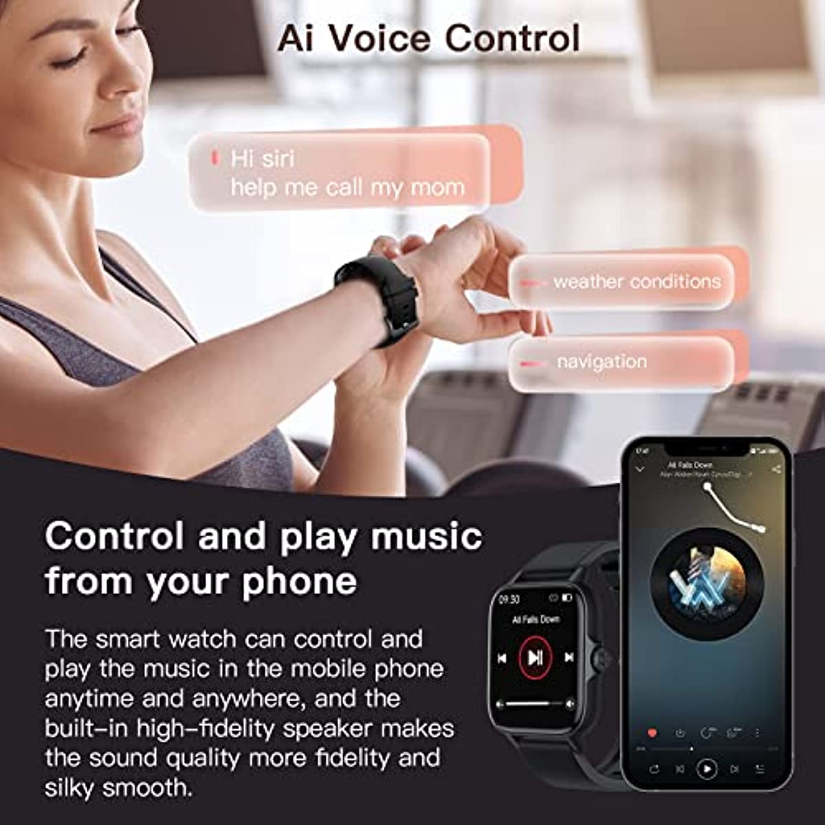 Smart Watch, Newest 1.85 "TFT HD Display Smart Watch with Receive & Dial, Smart Watch for Android iPhone with Pedometer, Fitness Tracker, Heart Rate, SMS Reminder, Android Smart Watch for Women Men