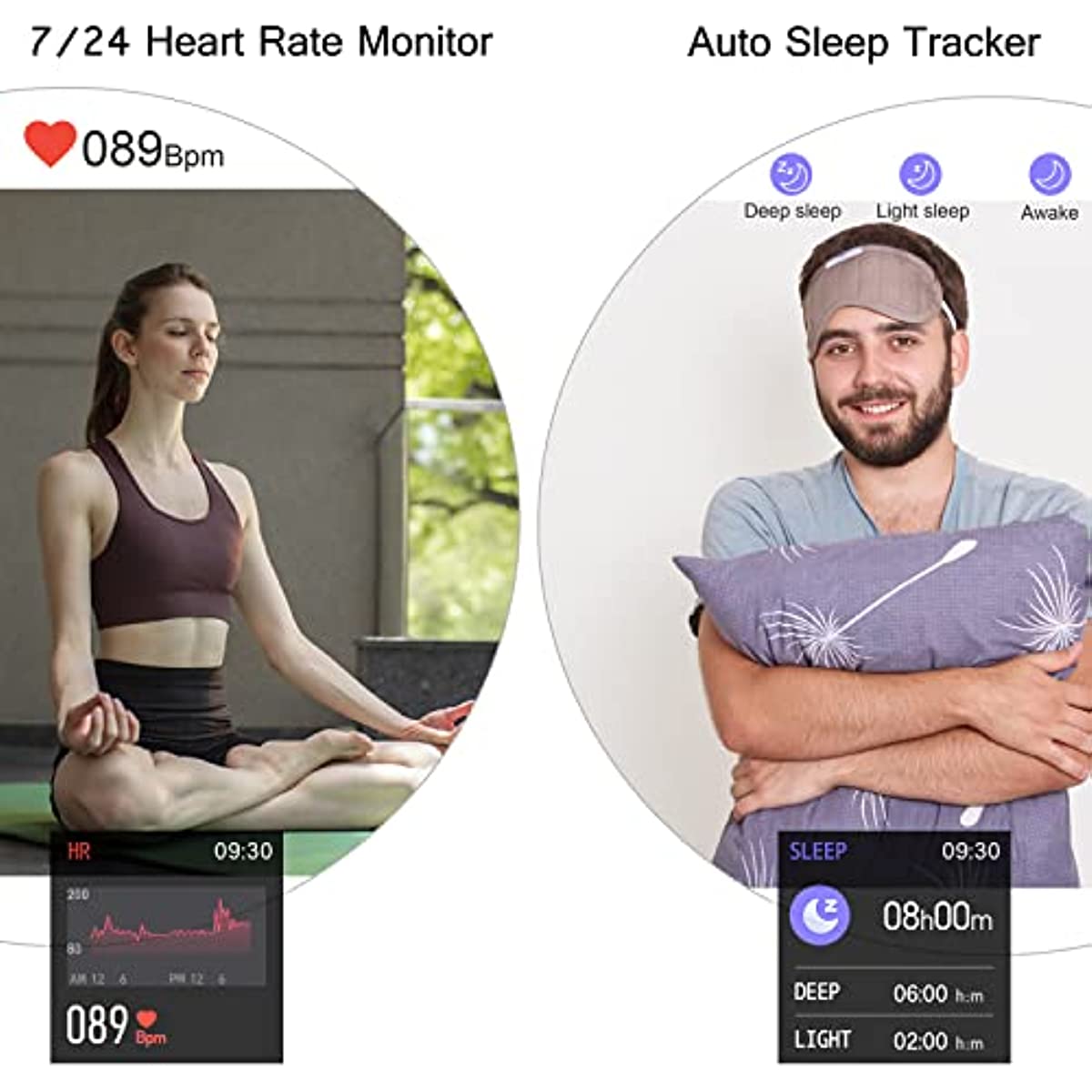 Smart Watch, Popglory Smartwatch with Blood Pressure, Blood Oxygen Monitor, Fitness Tracker with Heart Rate Monitor, Full Touch Fitness Watch for Android & iOS for Men Women