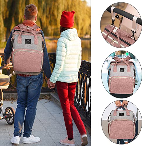 Fwkekye Baby Diaper Bag Backpack with Changing Station, Baby Registry Search Shower Gifts, Baby Bags for Boy Girl, New Mom Gifts for Women, Large Capacity, USB Port, Pink