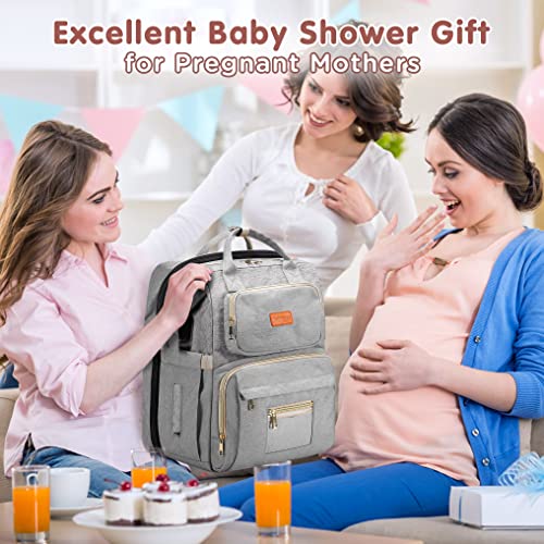 Bubblbay 8 in 1 Baby Diaper Bag Backpack, Diaper Changing Totes 900D Oxford Waterproof Baby Bags for Boys Girl Travel with Bed Mat Pad, Large Capacity Shower Gifts