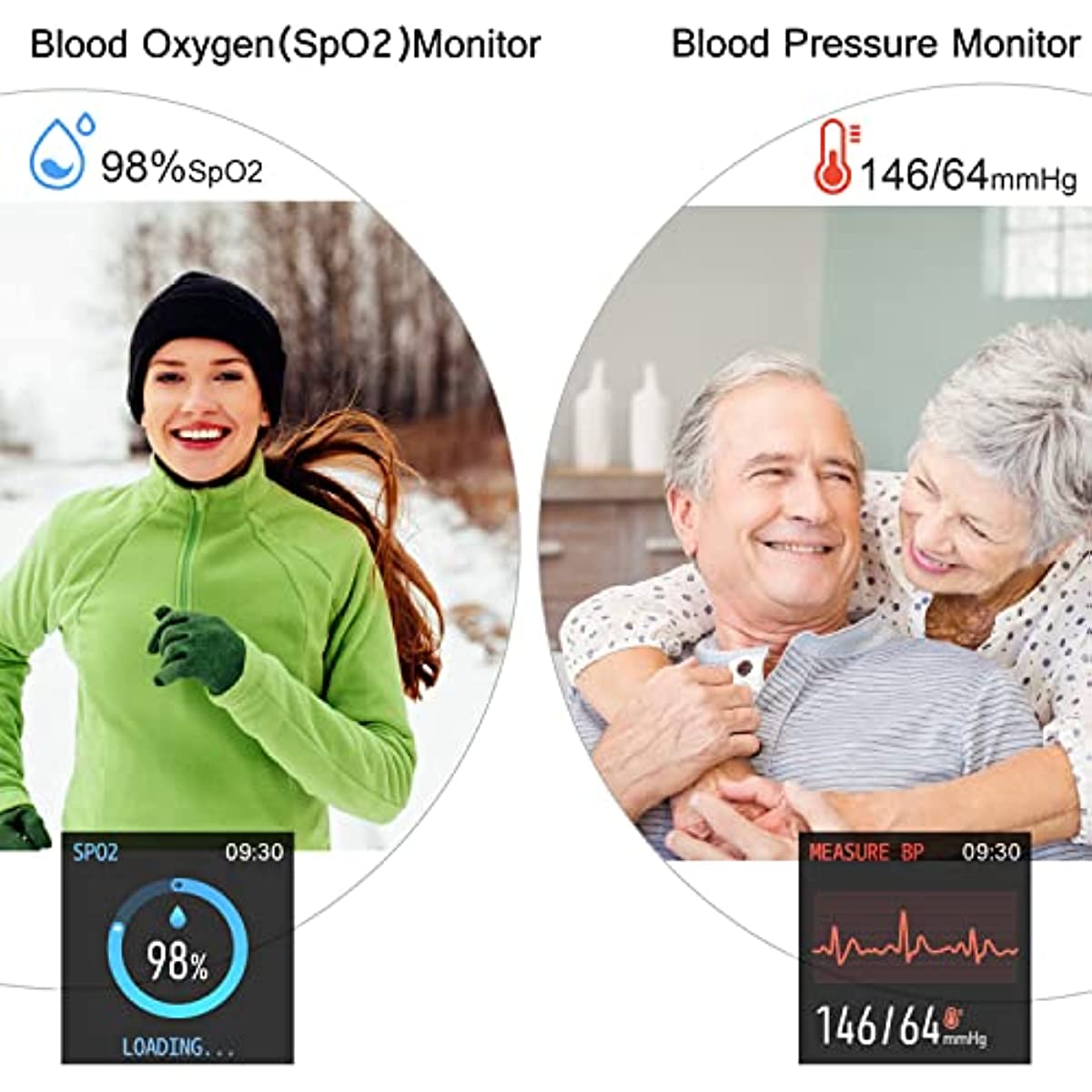 Smart Watch, Popglory Smartwatch with Blood Pressure, Blood Oxygen Monitor, Fitness Tracker with Heart Rate Monitor, Full Touch Fitness Watch for Android & iOS for Men Women