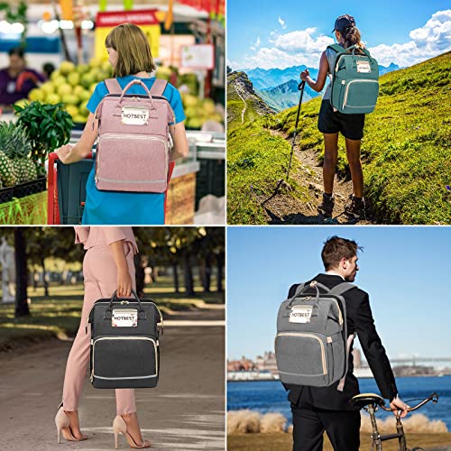 HOTBEST Baby Diaper Bag Backpack, Portable Travel Bags, Newborn Registry Baby Shower Gifts Essentials Accessories Stuff for Girls Boys Men Dad Mom Pink