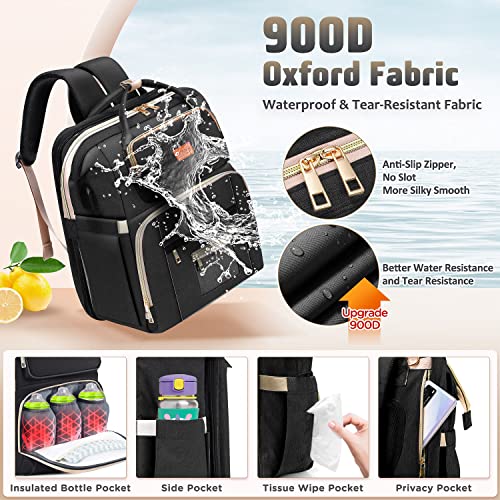 Bubblbay Diaper Bag Backpack, 16 Large Pockets Multifunctional Portable Baby Travel Bags for Boys Girls, 900D Waterproof Baby Diaper Bag