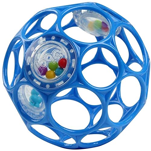 Bright Starts Oball Rattle Easy-Grasp Toy, Teal - 4", Ages Newborn Plus, 1 Count (Pack of 1)