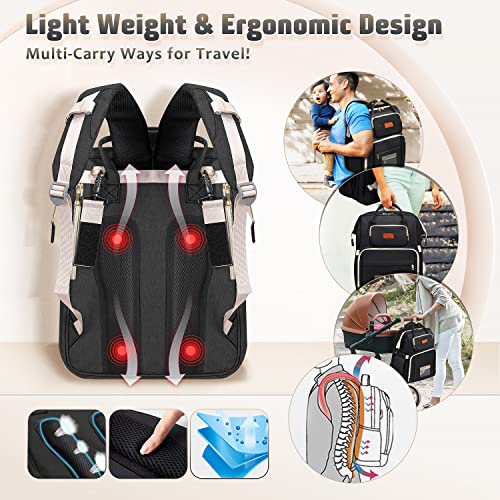 Bubblbay Diaper Bag Backpack, 16 Large Pockets Multifunctional Portable Baby Travel Bags for Boys Girls, 900D Waterproof Baby Diaper Bag