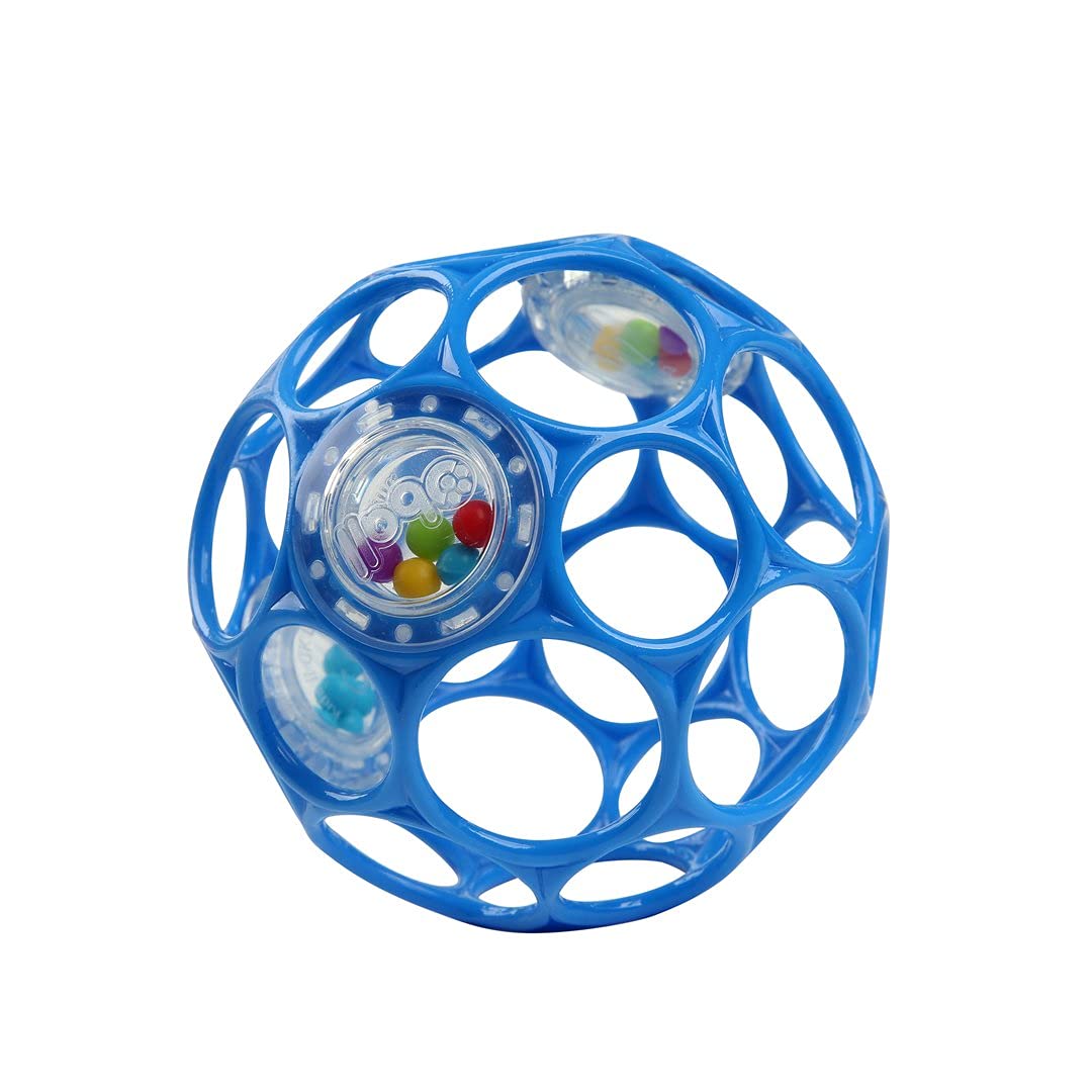 Bright Starts Oball Rattle Easy-Grasp Toy, Teal - 4", Ages Newborn Plus, 1 Count (Pack of 1)
