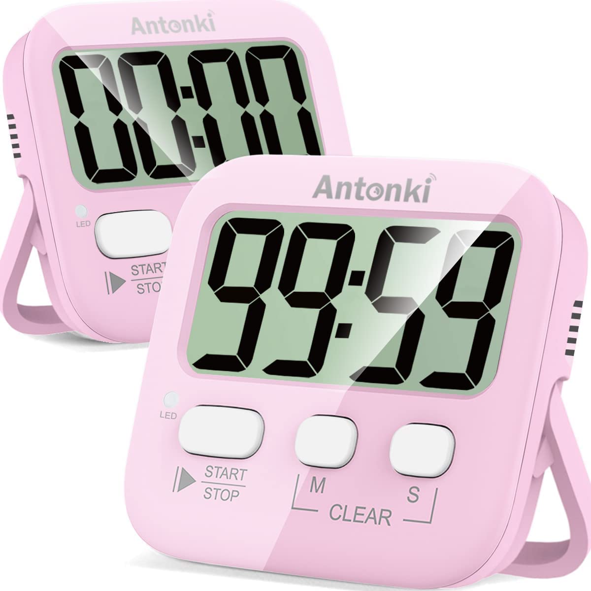 Timer, Timer for Kids, Kitchen Timer, Digital Timer for Cooking, Egg Timer, Magnetic Desk Timers for Teacher, Classroom, Toothbrush, Exercise, Bathroom, Oven, Baking, Table, Productivity - 2 Pack
