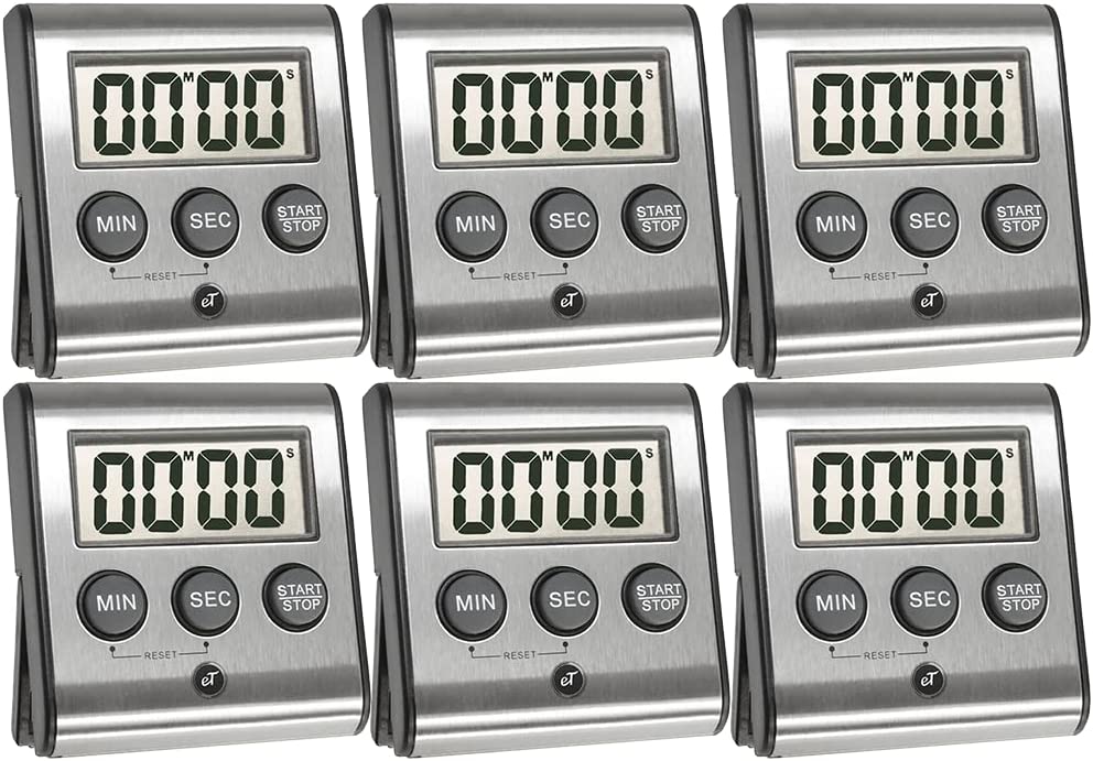 Elegant Digital Kitchen Timer, Stainless Steel Model eT-23, Super Strong Magnetic Back, Loud Alarm, Large Display, Auto Memory, Auto Shut-Off by eTradewinds