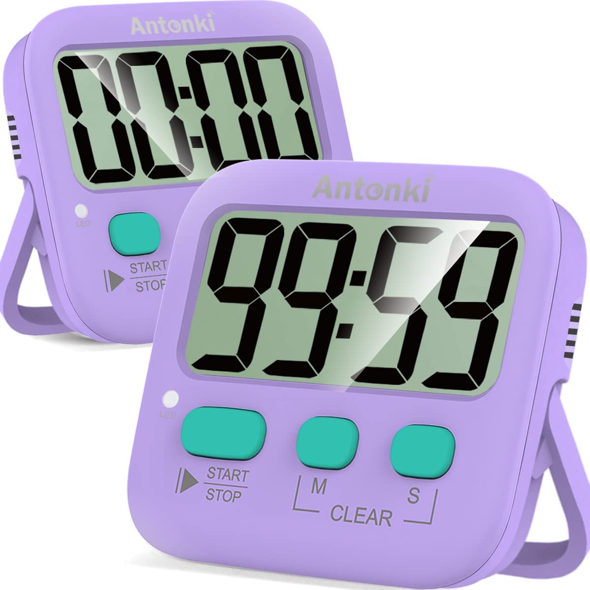 Timer, Timer for Kids, Kitchen Timer, Digital Timer for Cooking, Egg Timer, Magnetic Desk Timers for Teacher, Classroom, Toothbrush, Exercise, Bathroom, Oven, Baking, Table, Productivity - 2 Pack