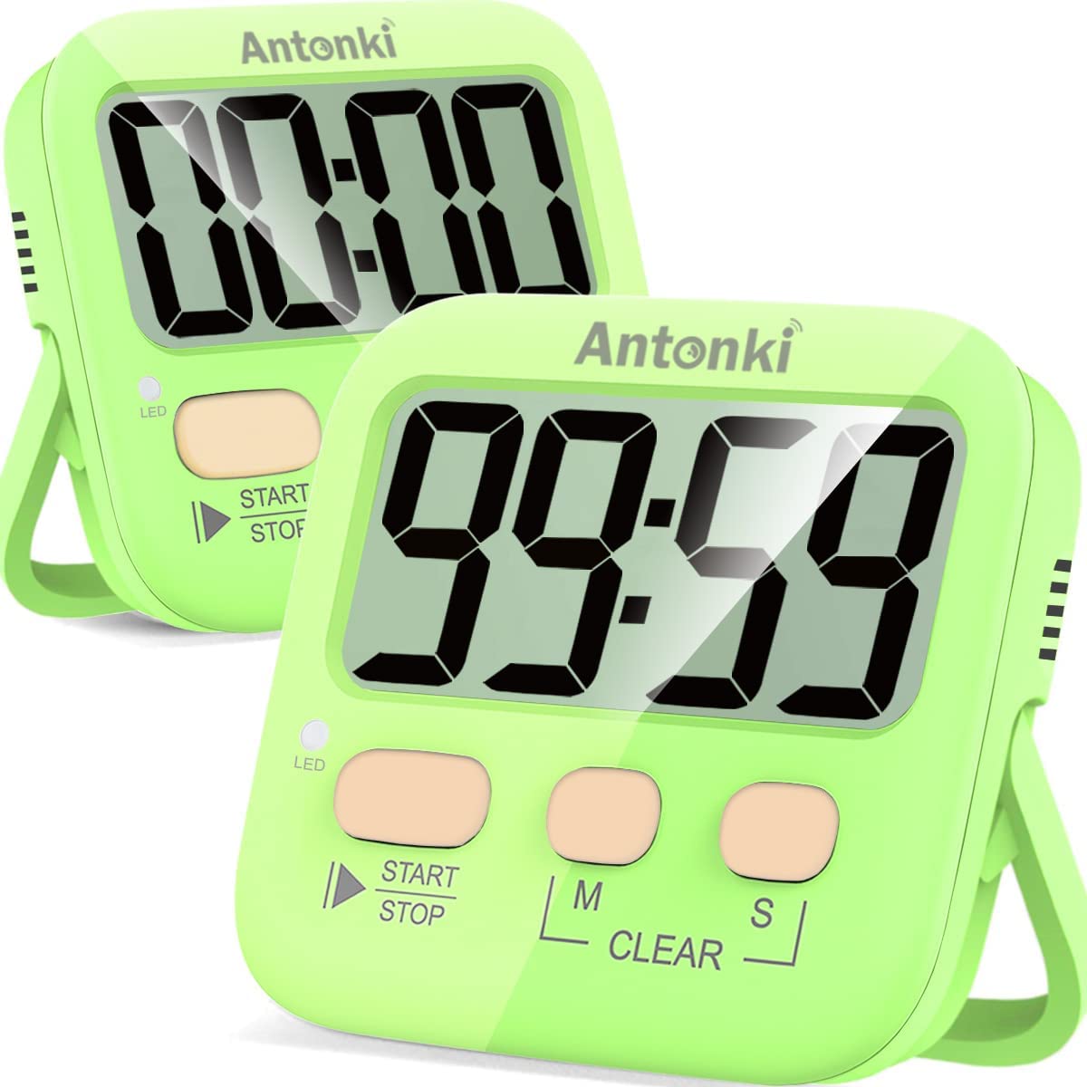 Timer, Timer for Kids, Kitchen Timer, Digital Timer for Cooking, Egg Timer, Magnetic Desk Timers for Teacher, Classroom, Toothbrush, Exercise, Bathroom, Oven, Baking, Table, Productivity - 2 Pack