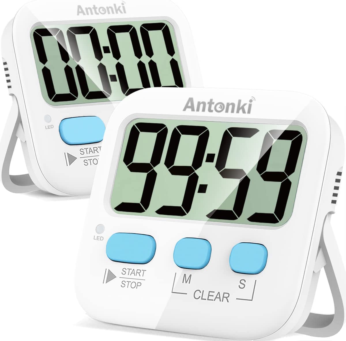 Timer, Timer for Kids, Kitchen Timer, Digital Timer for Cooking, Egg Timer, Magnetic Desk Timers for Teacher, Classroom, Toothbrush, Exercise, Bathroom, Oven, Baking, Table, Productivity - 2 Pack