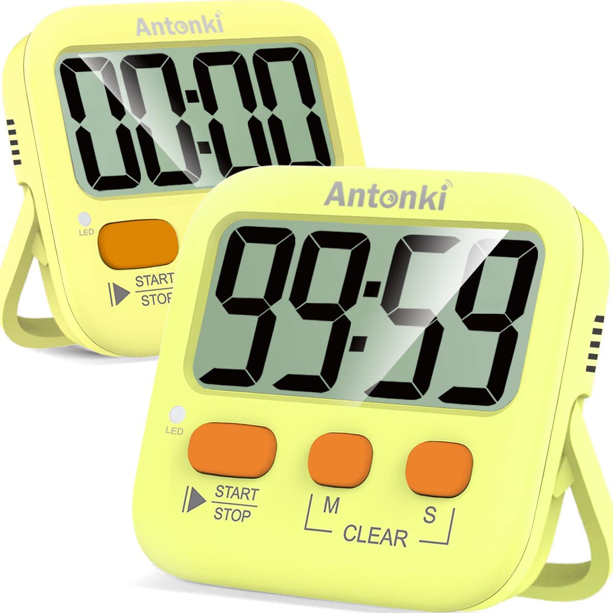 Timer, Timer for Kids, Kitchen Timer, Digital Timer for Cooking, Egg Timer, Magnetic Desk Timers for Teacher, Classroom, Toothbrush, Exercise, Bathroom, Oven, Baking, Table, Productivity - 2 Pack