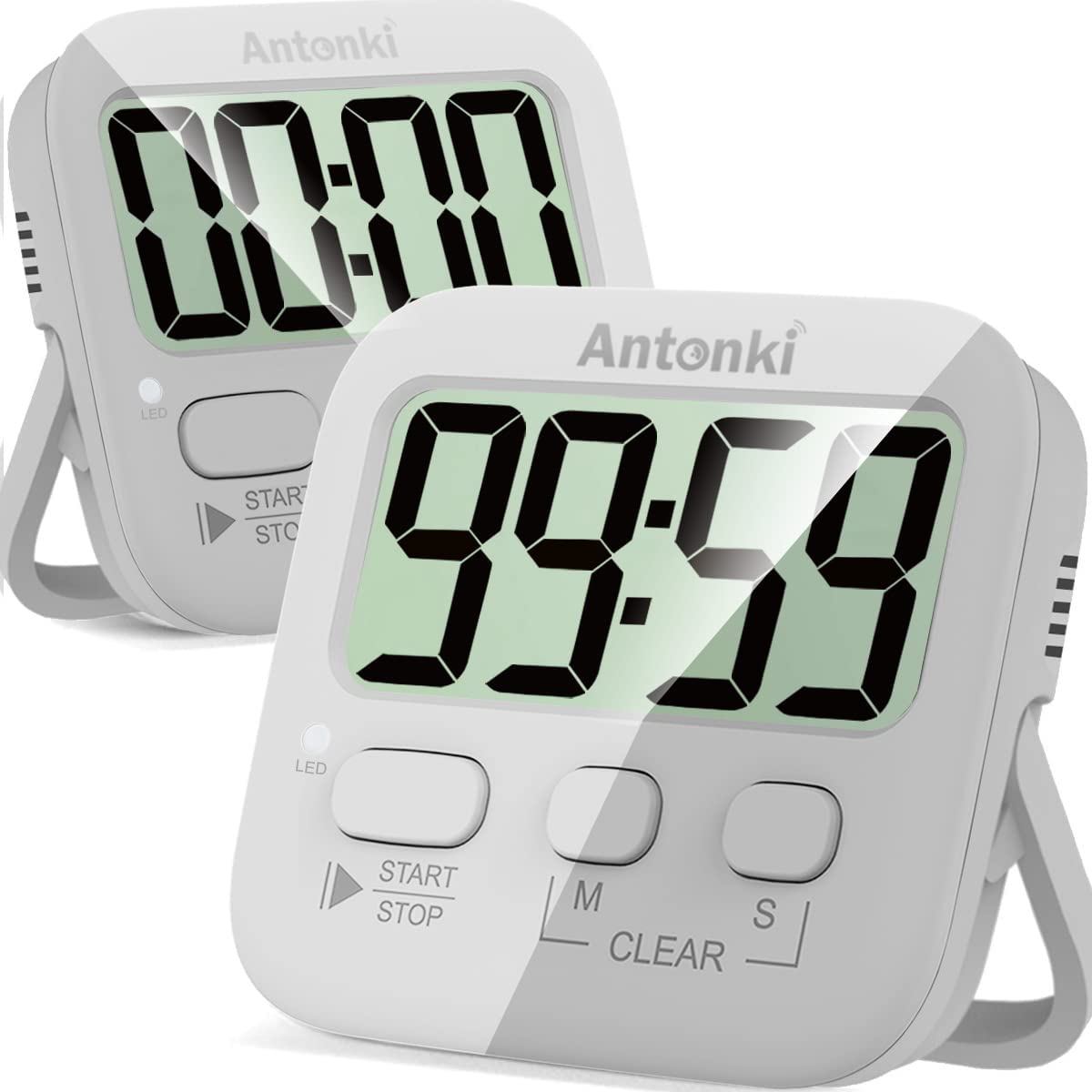 Timer, Timer for Kids, Kitchen Timer, Digital Timer for Cooking, Egg Timer, Magnetic Desk Timers for Teacher, Classroom, Toothbrush, Exercise, Bathroom, Oven, Baking, Table, Productivity - 2 Pack