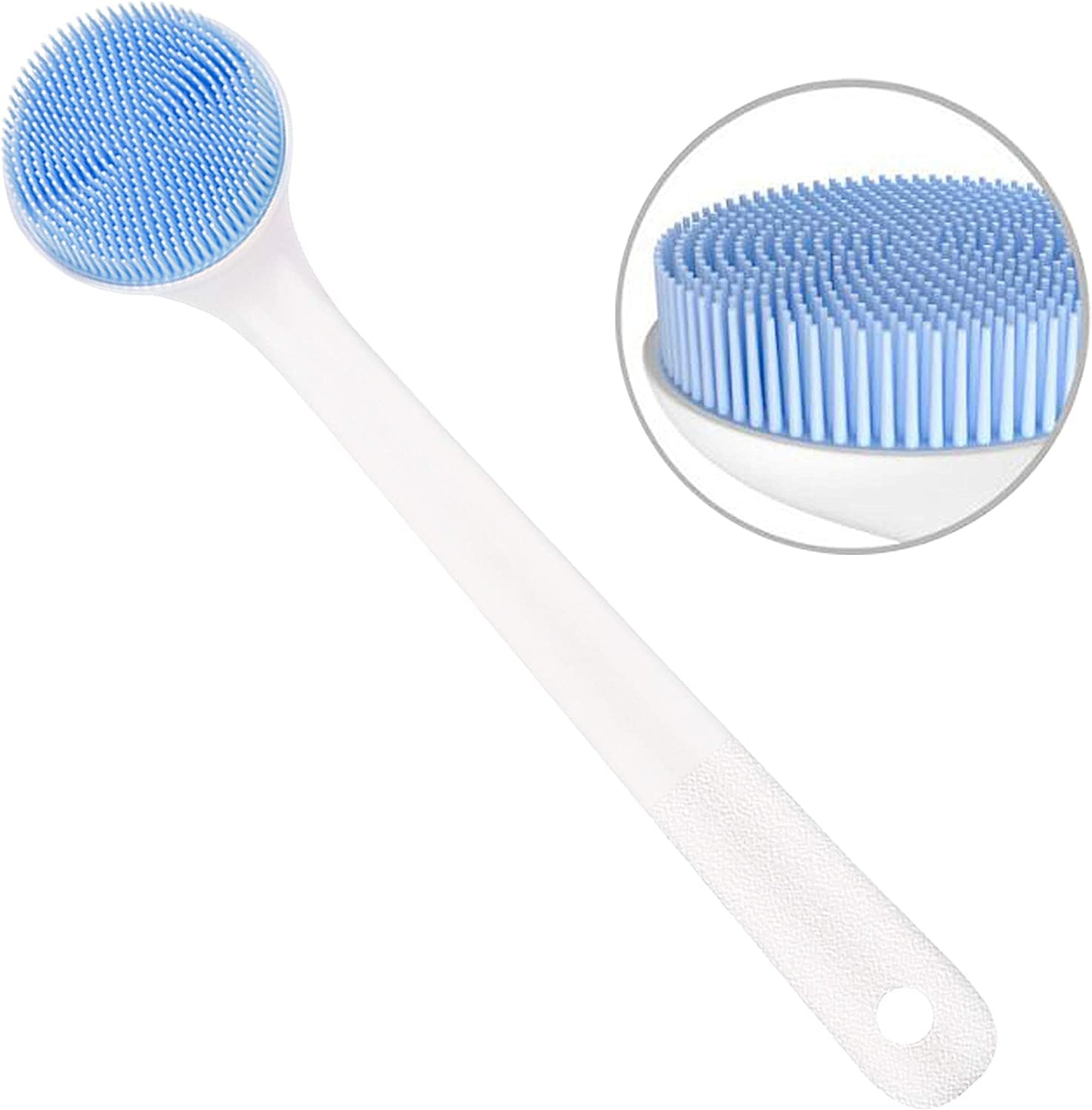 Silicone Body Scrubber Exfoliator, Back Brush Scrubber Long Handle for Shower with Soft Bristles, Shower Brush Scrubber for Body Men and Women, BPA Free, Non-Slip