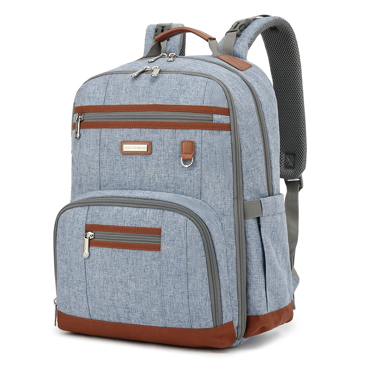 BILLITON MASHI Diaper Bag Backpack, Large Baby Nappy Bags with Portable Changing Pad for Boys and GirlsMultifunction Travel Baby Bag for Moms Dads, Shower Gifts Waterproof and Stylish, Grey