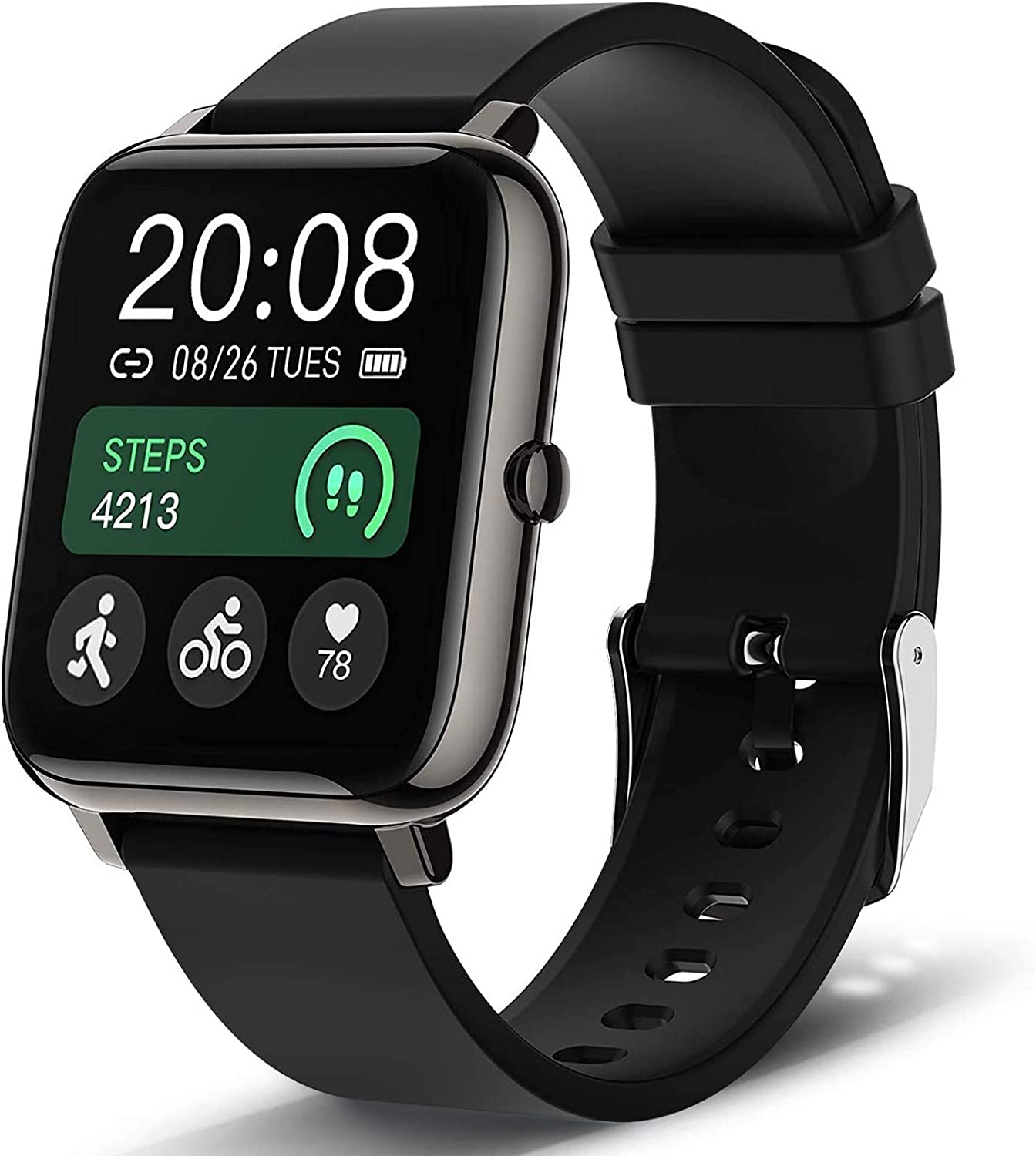 Smart Watch, Popglory Smartwatch with Blood Pressure, Blood Oxygen Monitor, Fitness Tracker with Heart Rate Monitor, Full Touch Fitness Watch for Android & iOS for Men Women