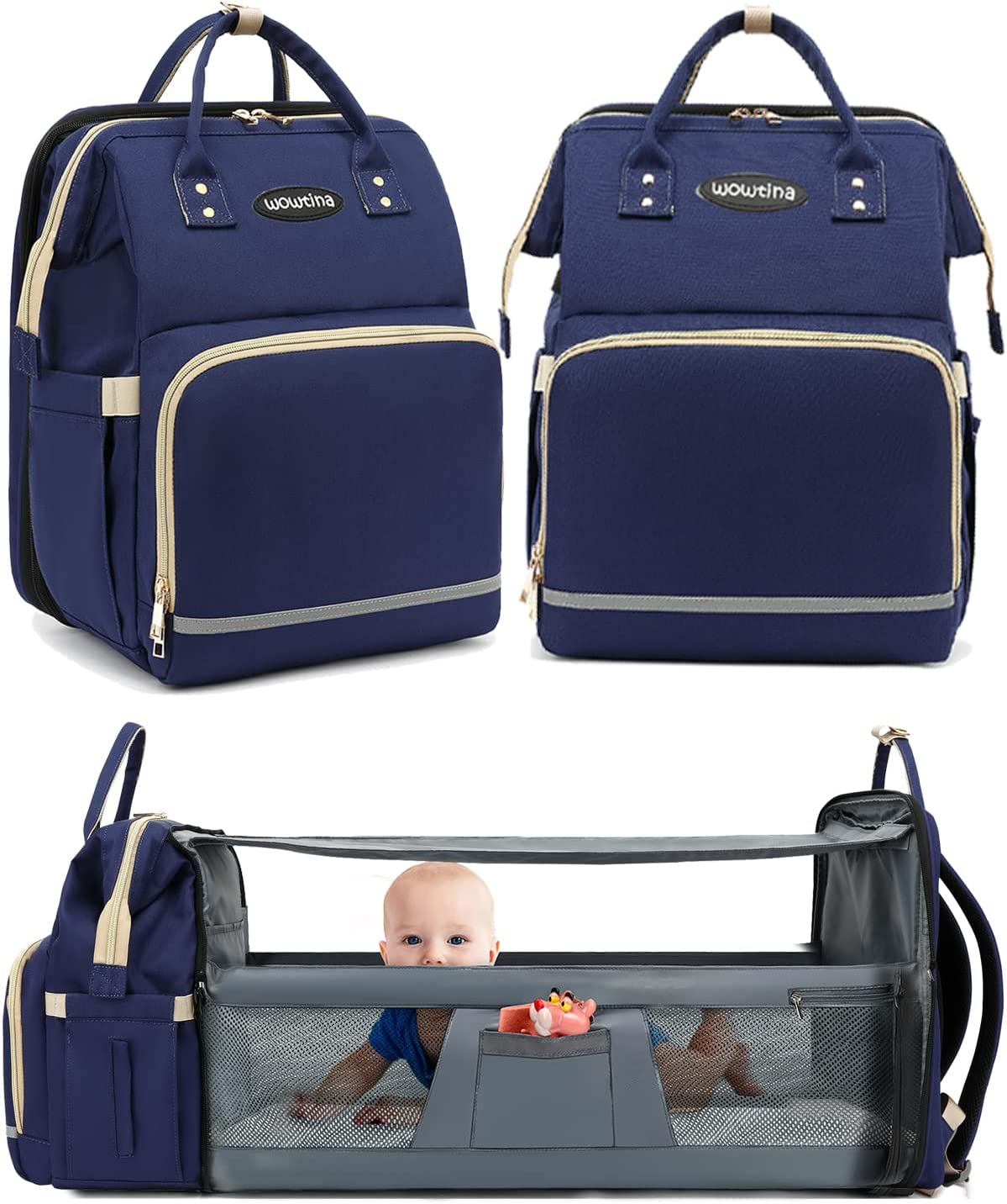 Diaper Bag Backpack - Large Travel Diaper Bags for Baby Girl & Boy - Portable Changing Pad, Stroller Straps, Insulated Pockets - Waterproof - Baby Shower Gifts - 16.5x9.4x14", 30L Capacity, Black Gray