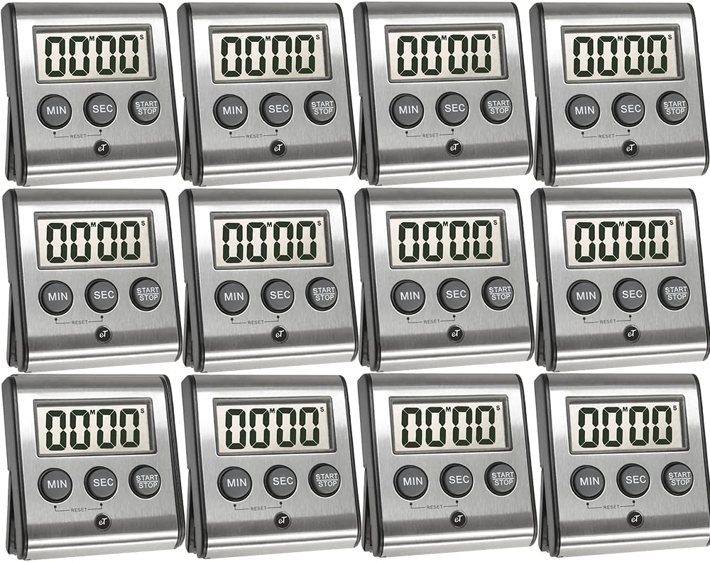 Elegant Digital Kitchen Timer, Stainless Steel Model eT-23, Super Strong Magnetic Back, Loud Alarm, Large Display, Auto Memory, Auto Shut-Off by eTradewinds