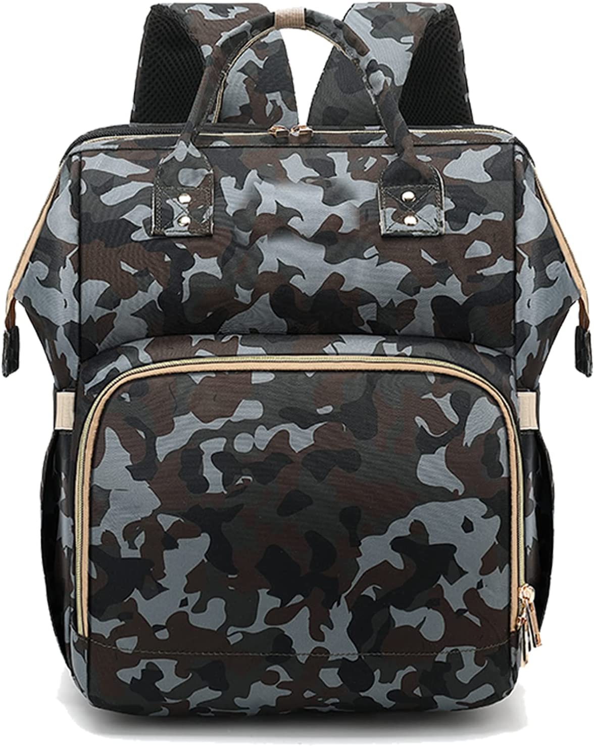 Diaper Bag Backpack - Large Travel Diaper Bags for Baby Girl & Boy - Portable Changing Pad, Stroller Straps, Insulated Pockets - Waterproof - Baby Shower Gifts - 16.5x9.4x14", 30L Capacity, Black Gray