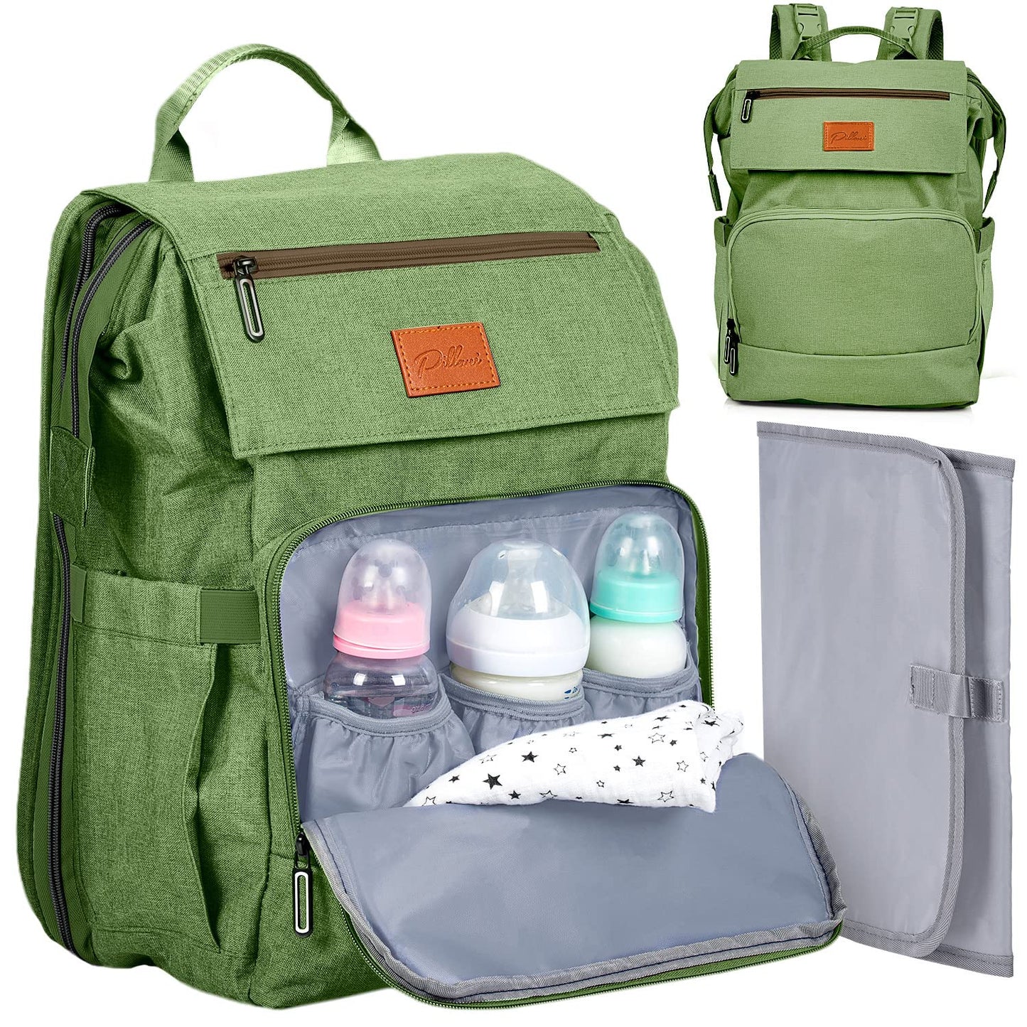 PILLANI Baby Diaper Bag Backpack, Baby Bag for Boys& Girls,Diaper Backpack,Baby Registry Search,Newborn Essentials Baby Gifts