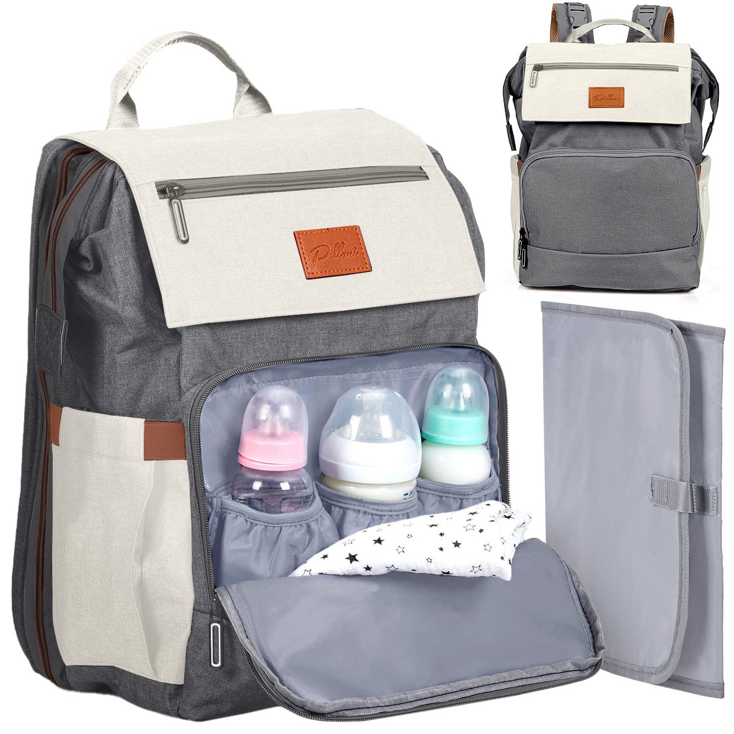 PILLANI Baby Diaper Bag Backpack, Baby Bag for Boys& Girls,Diaper Backpack,Baby Registry Search,Newborn Essentials Baby Gifts