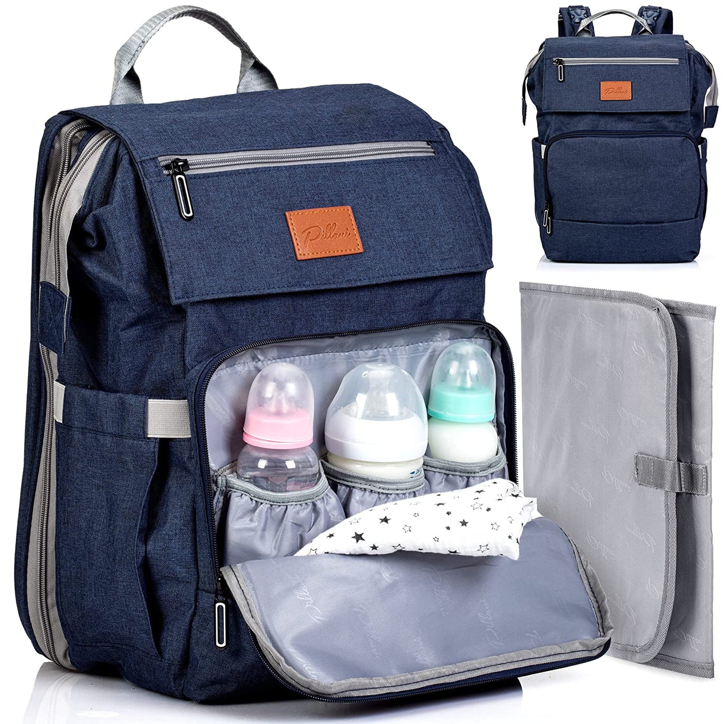 PILLANI Baby Diaper Bag Backpack, Baby Bag for Boys& Girls,Diaper Backpack,Baby Registry Search,Newborn Essentials Baby Gifts