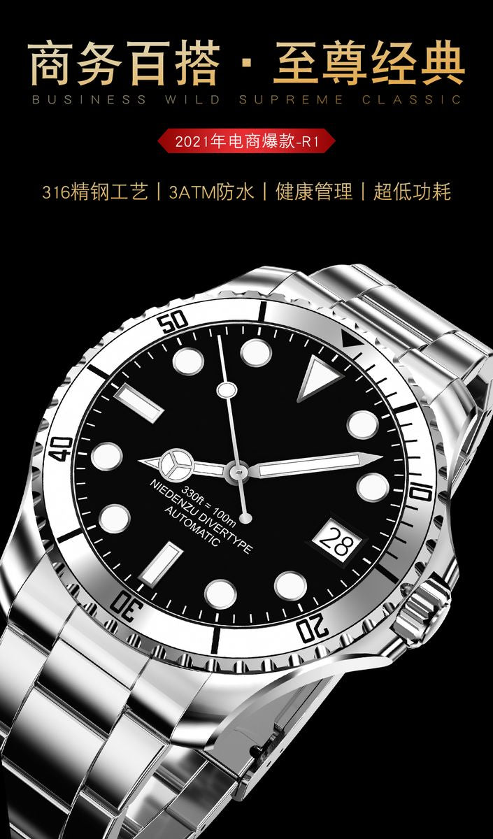 R1 New Hot Men Smart Watch Stainless Steel Mul-function IP68 Waterproof BTH 5.0 Wristwatches Factory Wholesales New Smart Watch