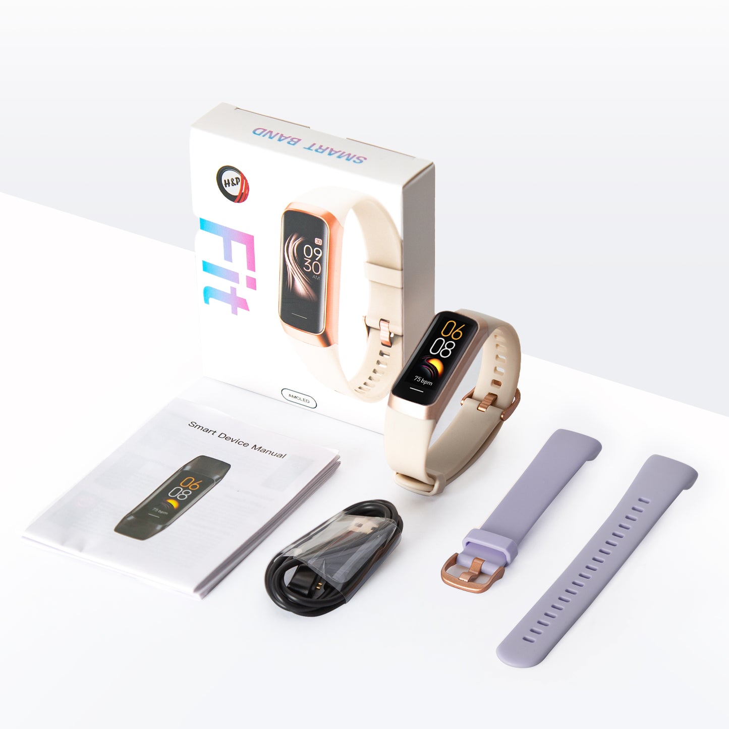 C60 Heart Rate Blood Pressure Oxygen Body Temperature Call Message Reminder Smart Band AMOLED Screen Smartwatch