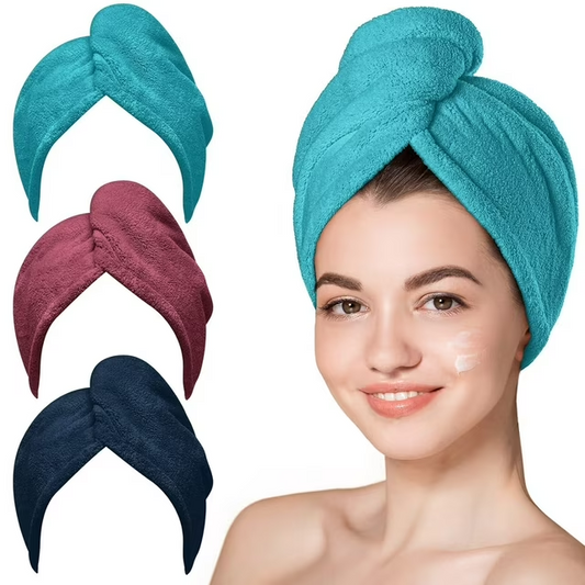 INCTUO 3 Packs Microfiber Hair Towel, Hair Turbans for Wet Hair, Drying Hair Wrap Towels for Curly Hair Women Anti Frizz