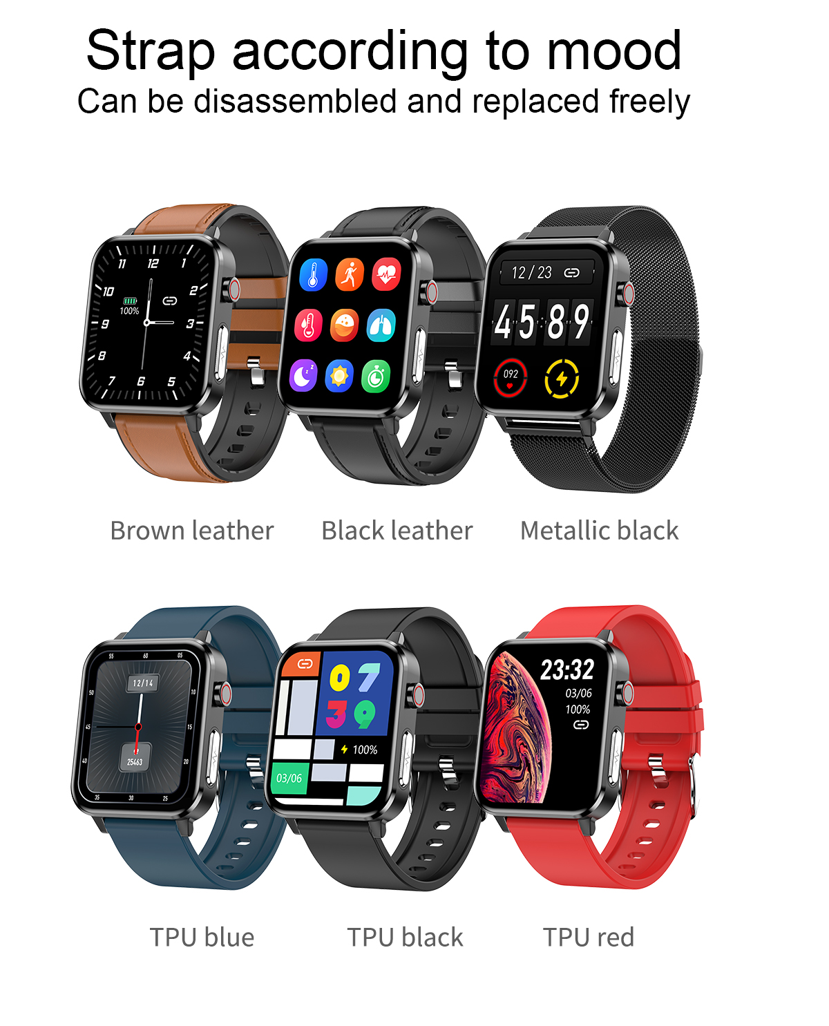 2022 Smart Watch E86 ECG+PPG 1.7'' HD IPS Screen AI Medical Diagnosis Blood Oxygen Temperature IP68 Sport Mens Smart Watch