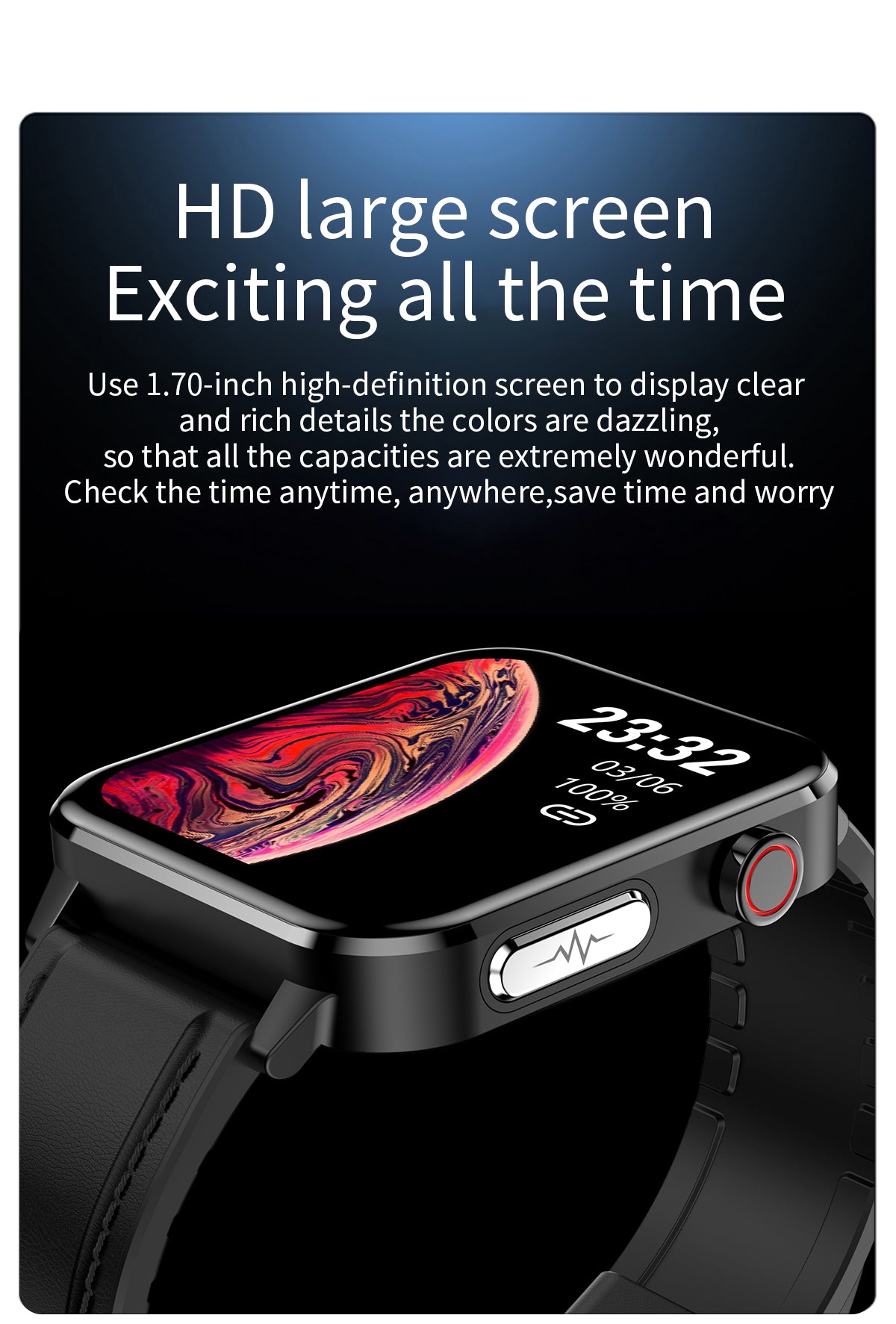 2022 Smart Watch E86 ECG+PPG 1.7'' HD IPS Screen AI Medical Diagnosis Blood Oxygen Temperature IP68 Sport Mens Smart Watch