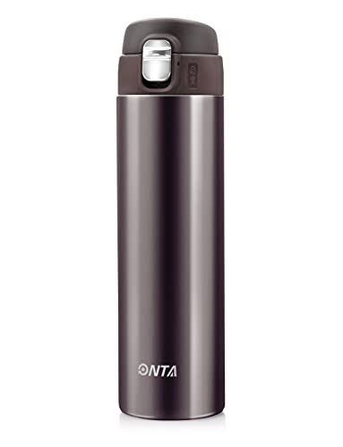 ONTA Insulated Vacuum Sports Water Bottle, 17OZ/500ML Keeps Cold 20H, Hot 12H Stainless Steel Water Bottle and Leakproof Thermos Coffee Travel Mug