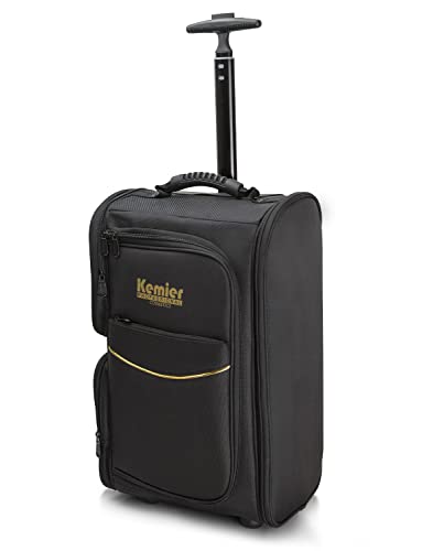Kemier Travel Makeup Train Case - Professional Rolling Cosmetic Case Portable Artist Makeup Backpack with Wheels Large Capacity Trolley Organizer Storage Bag for Women Black